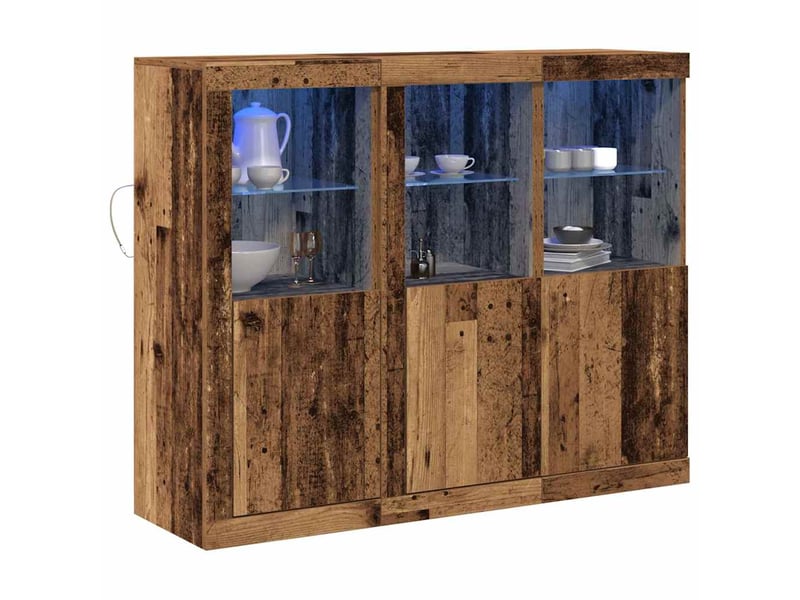  Buffet - bahut - meuble de rangement led 3 pc bois ancien 123 x 37 x 100 cm bois d'ingénierie  - Conforama C