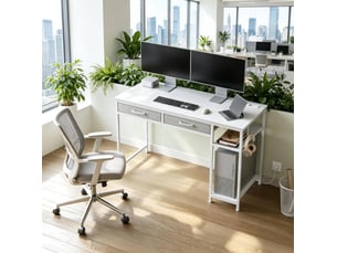 Bureau gaming DESVIAE 120 cm coloris blanc