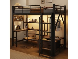 Lit mezzanine 90x200 cm <strong>MODENUIT </strong> <strong></strong> coloris noir