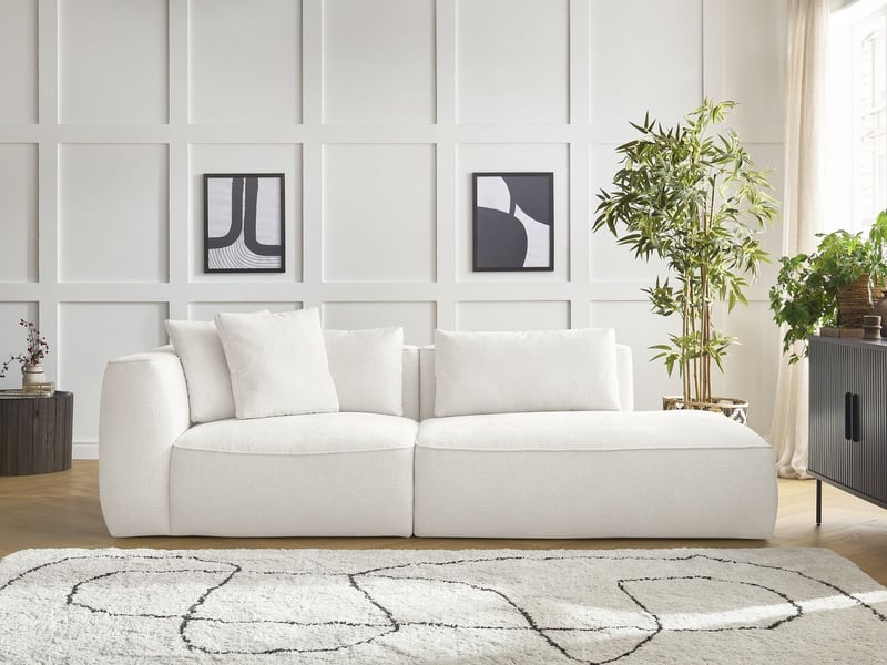  Bobochic canapé droit fixe 3 places leopold tissu texturé blanc  accoudoir gauche LEOPOLD - Conforama C