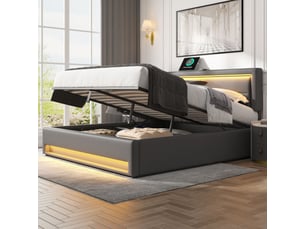 Lit avec rangement 140x190 cm <strong></strong> <strong>OPULERANE TRADING LTD</strong> coloris gris
