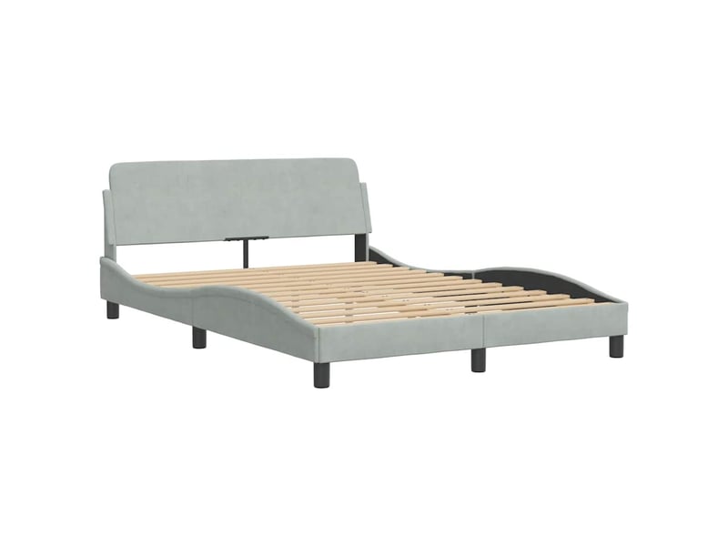  Lit double- lit adulte -  cadre de lit sans matelas hanko gris clair 120x200 cm velours  - Conforama C