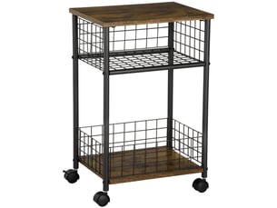 Desserte de cuisine 40 x 30 x 62 cm avec plan de travail, 2 paniers de rangement, roulettes 360°, marron rustique
