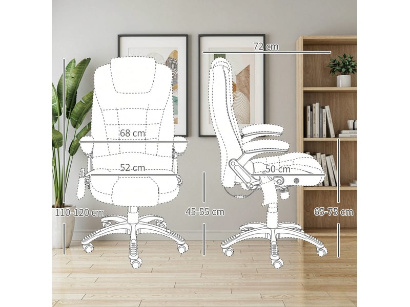 Chaise de bureau massante chauffante gris clair, dossier inclinable 120° et hauteur réglable, pour un confort quotidien  - Conforama C