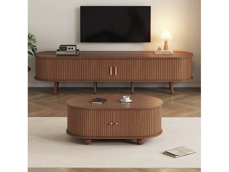  Ensemble meuble tv et table basse modenvie 2 pièces en mdf noyer 170 x 40 x 42 cm  - Conforama B