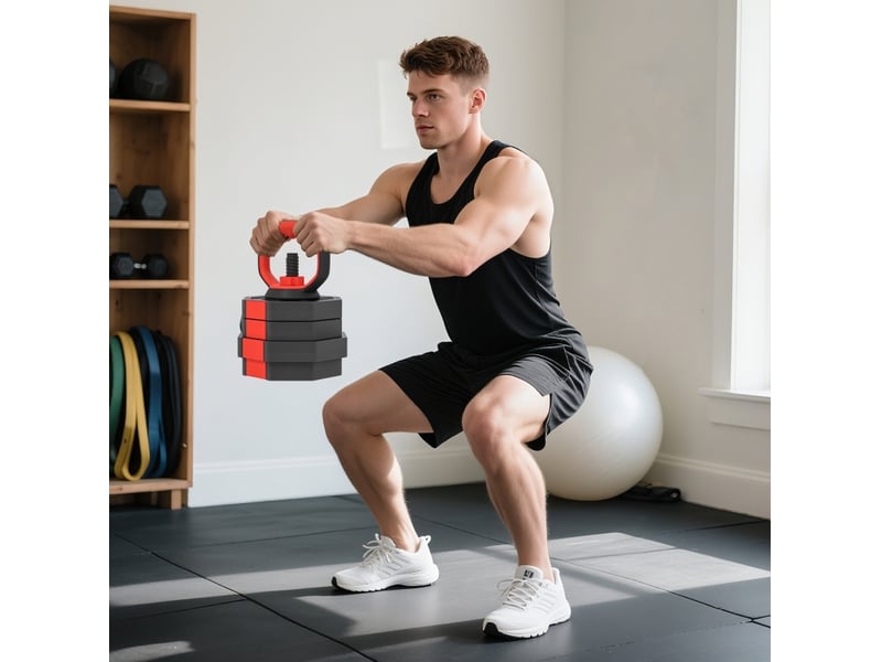Set d'haltères réglable 4-en-1 125x18x18 cm – rouge – 25 kg pour entraînement polyvalent à domicile - Conforama E