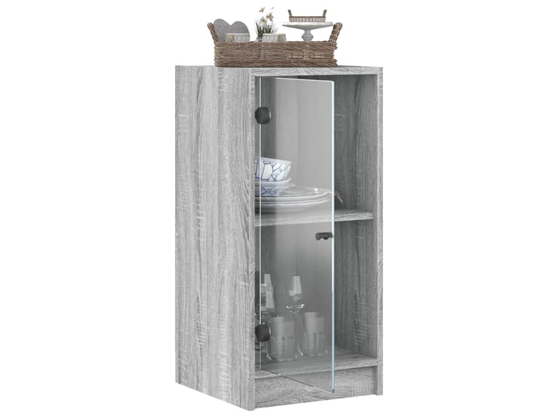  Buffet - armoire latérale avec portes en verre sonoma gris 35x37x75,5 cm  - Conforama E