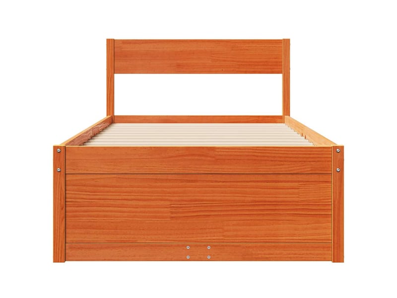  Lit simple- lit adulte -  cadre de lit sans matelas  marron 100x200cm bois pin massif  - Conforama C