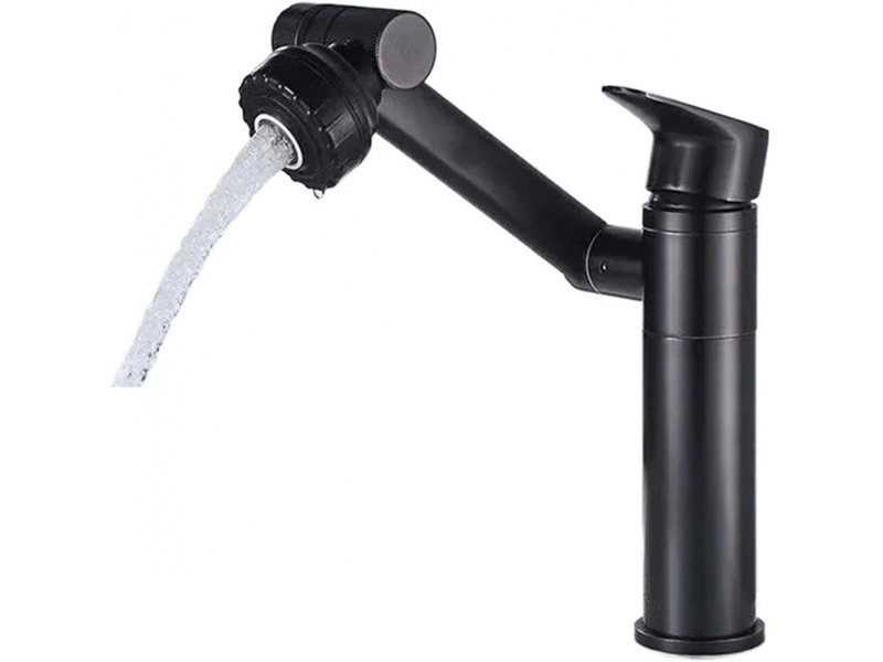  Robinet de lavabo en acier inoxydable robinet d'eau chaude et froide multifonctionnel rotatif universel, peinture noire QWE000819 - Conforama B