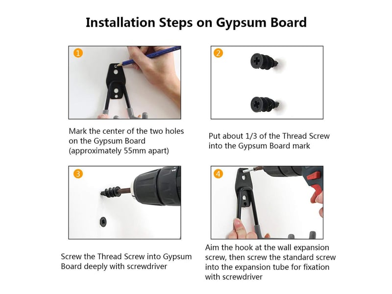  Crochets robustes pour garage, utilitaires de rangement, organiseur de pour outils de jardin, muraux en acier, orange  - Conforama D