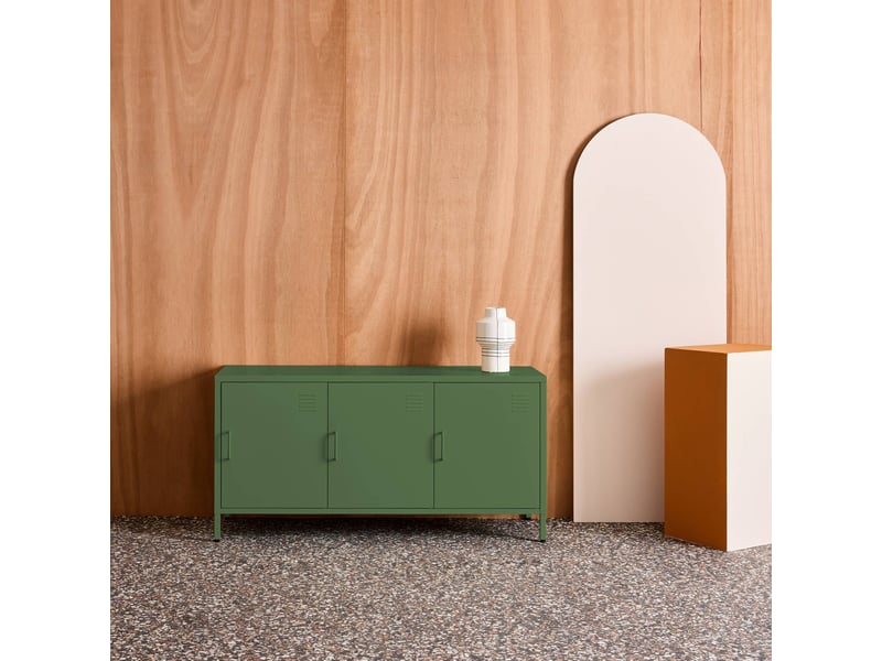  Meuble tv industriel métal vert 3 portes 120cm - alabama  - Conforama B