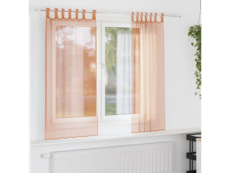  Lot de 2 rideaux en voile, voilages avec boucles terre cuite 140x140 cm cf44326  - Conforama B