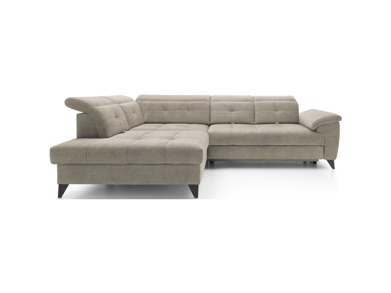  Canapé d'angle beige 5 places angle gauche ressorts ondulés inferno  - Conforama A