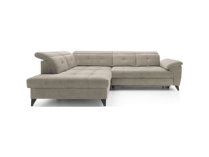Canapé d'angle beige 5 places angle gauche ressorts ondulés inferno