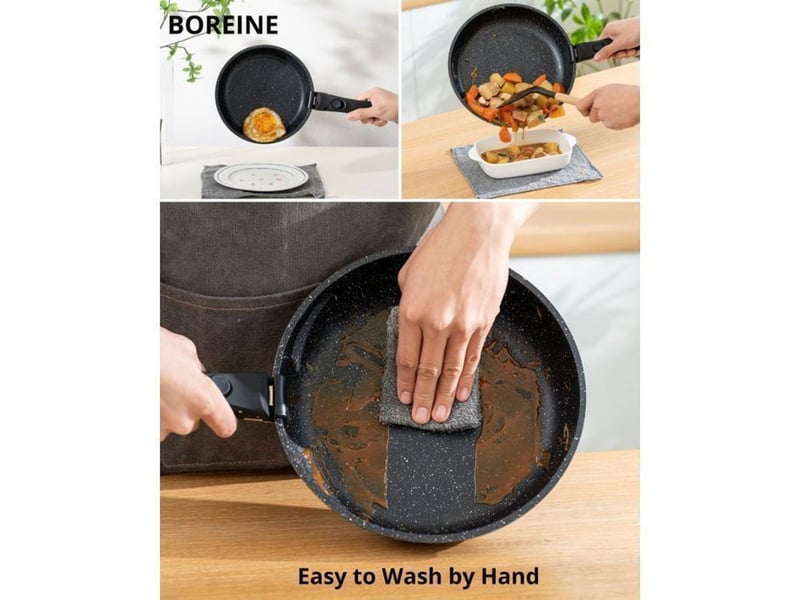 Set de casseroles 7 pieces antiadhesives pierre avec manche amovible et couvercle silicone 370018_AAAPX11980_6_DROPFR - Conforama E