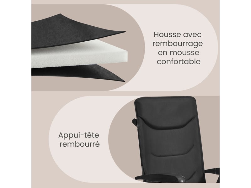 Chaise de camping, dossier réglable 95°-150°, porte-gobelet, sac de transport, pêche, jardin, noir  - Conforama C