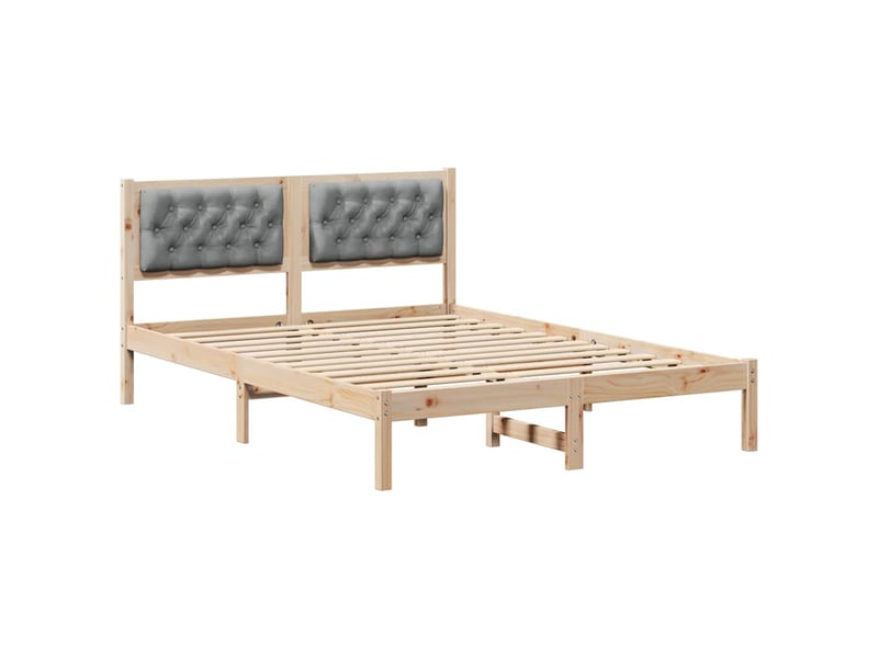  Lit double- lit adulte -  cadre de lit gris clair 150 x 200 cm pin massif  - Conforama A