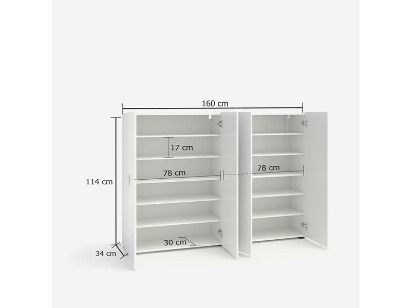  Meuble à chaussures gain de place 4 portes en mélaminé brillant mister  - Conforama E