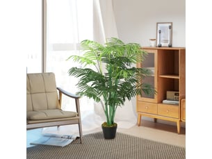 Palmier artificiel réaliste 125 cm avec 18 feuilles et pot, décoration pour salon et balcon