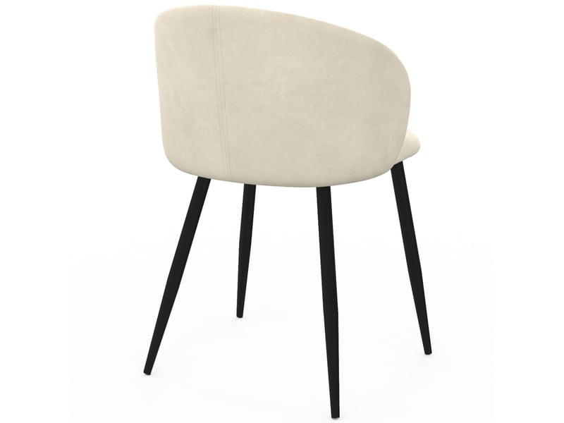  Lot de 6 chaises kira en velours crème pour salle à manger  - Conforama D