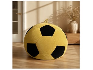 Fauteuil pouf ballon de football avec garnissage à mémoire de forme pour détente, en flanelle jaune et noir