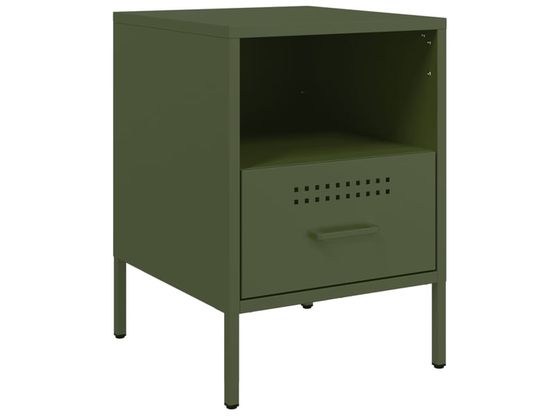  Lot de 2 tables de chevet - cabinet de chevet - table de nuit vert olive 36x39x50,5 cm acier  - Conforama D
