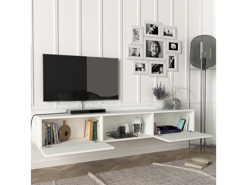  Meuble tv paltamo 180 x 31 x 29,5 cm blanc [en.casa] Paltamo - Conforama B