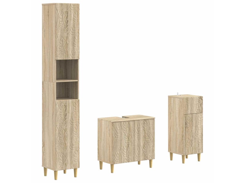  Ensemble de meuble de salle de bain 3 pièces delft chêne sonoma cf63383  - Conforama A