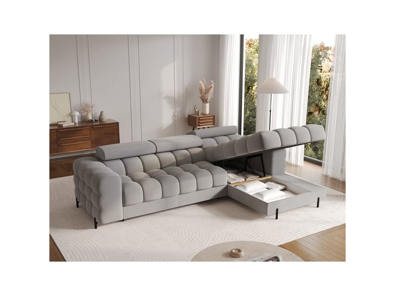  Canapé d'angle droit convertible gris confort premium 285x99x181cm filtro  - Conforama C