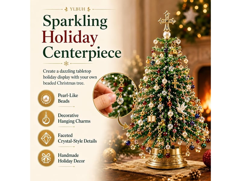 Kit diy sapin de noël en perles avec cadre métallique, décoration de table 3d avec perles cristal, loisirs créatifs, lueur d'halloween - Conforama E