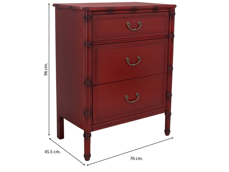  Commode en bois rouge 76x45,5x96 cm h  - Conforama C