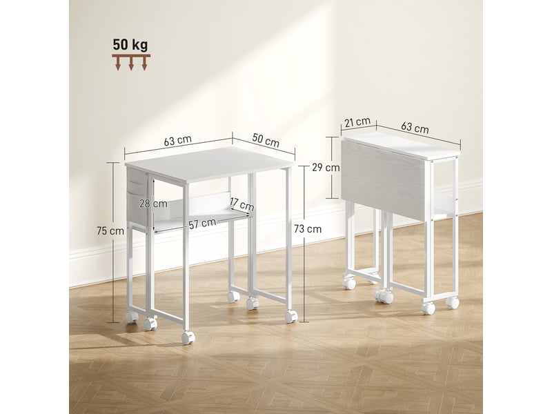  Bureau pliable, transformable en table d'appoint, étagère ouverte, blanc  - Conforama E