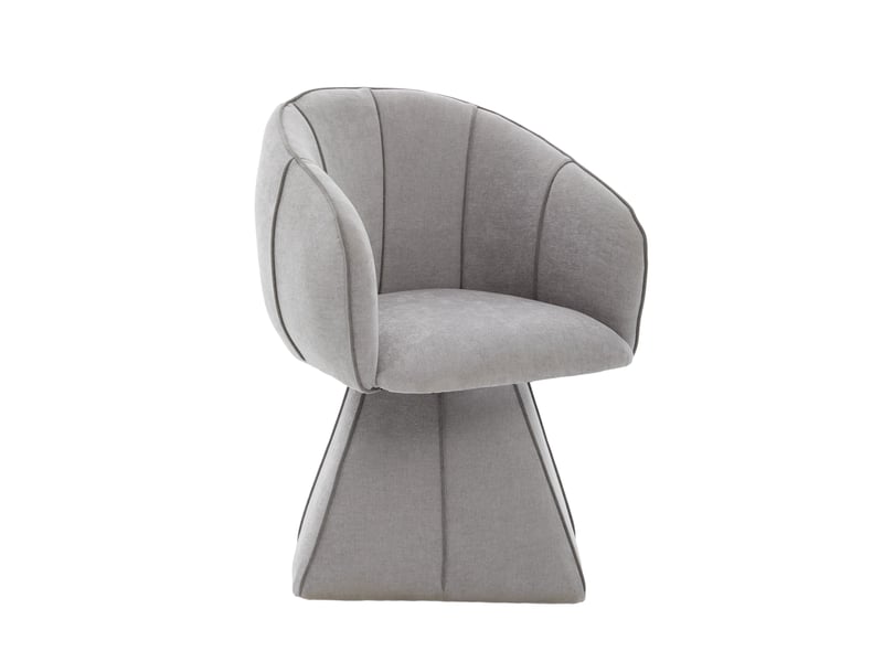  Fauteuil pivotant avec dossier haut ergonomique et accoudoirs, pour chambre et salon en chenille grise 56 × 54 × 74,5 cm  - Conforama A