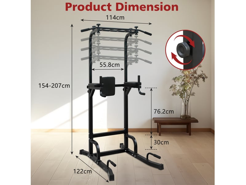  Tour de musculation 122x114x154-207 cm réglable en hauteur métal noir  - Conforama C
