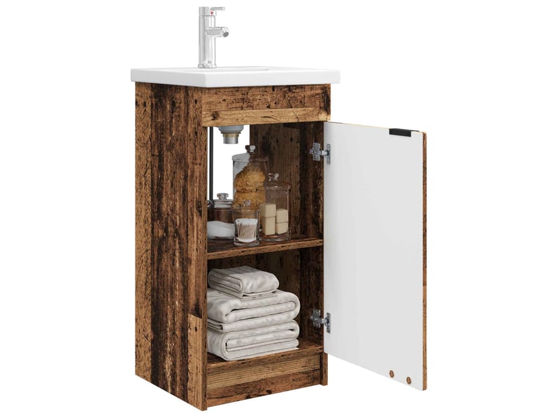  Meuble de salle de bain avec évier bois ancien shl3931  - Conforama C
