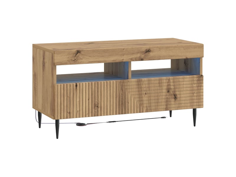 Ensemble de 3 meubles tv led chêne artisanal bois d'ingénierie shl81770 - Conforama E