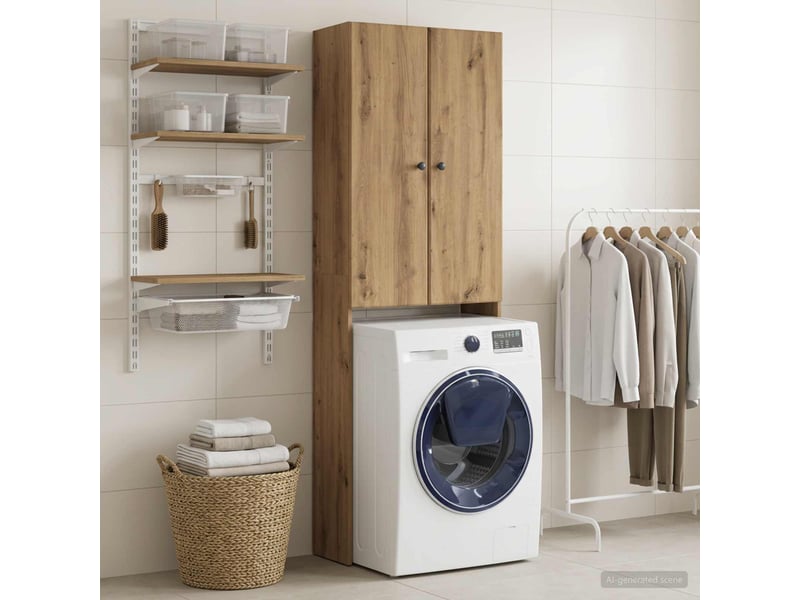 Armoire de toilette, meuble de toilette breda chêne artisanal 66x25.5x190 cm - Conforama C