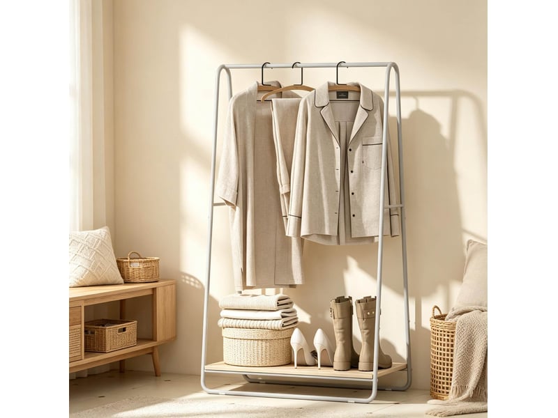  Portant à vêtements 3 en 1 avec tringles latérales et étagère à chaussures  - Conforama D