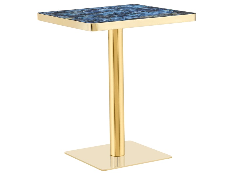 Table à manger carrée effet marbre, plateau uv, pieds en métal, design moderne - Conforama E