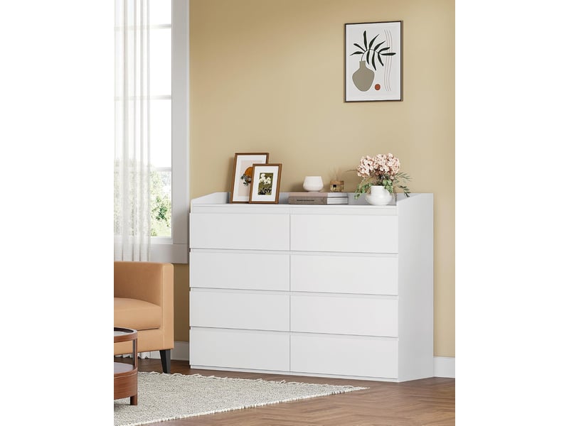  Commode 40 x 120 x 108 cm 8 tiroirs rambarde blanc, salon, chambre  - Conforama B