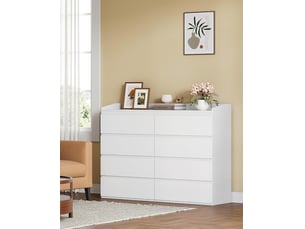 Commode 40 x 120 x 108 cm 8 tiroirs rambarde blanc, salon, chambre