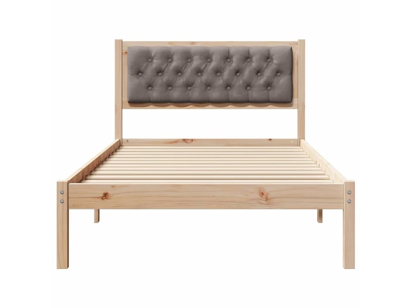  Lit simple- lit adulte -  cadre de lit avec tête de lit taupe 100 x 200 cm pin massif  - Conforama D