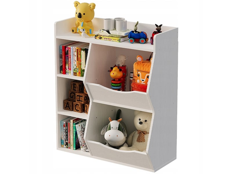  Étagère, armoire, bibliothèque, meuble de rangement pour jouets, livres et journaux, 5 compartiments, style loft  - Conforama A