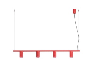 Lustre rayo 4 rouge aluminium moderne 208x122x6cm