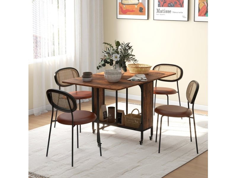 Table de salle à manger extensible pour 6 personnes avec plateau de rangement, 6 roulettes et freins, pour cuisine - Conforama B