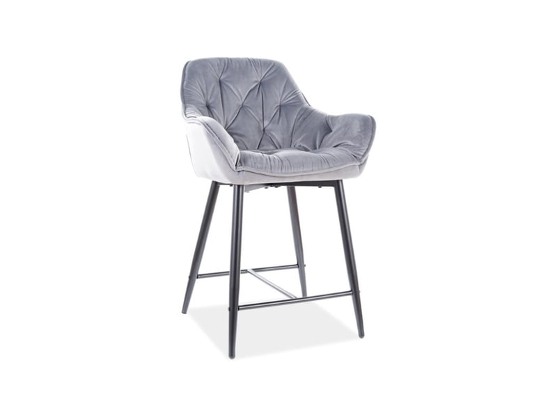  Fauteuil en velours capitonné gamme cherry - gris - h 86 cm  - Conforama A