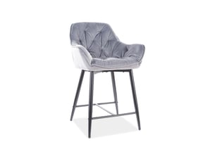Fauteuil en velours capitonné gamme cherry - gris - h 86 cm