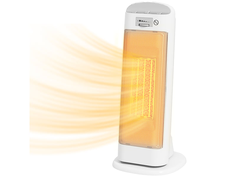  Chauffage électrique en céramique, 2000 w, 4 modes de fonctionnement et puissance de chauffe réglable, oscillation à 55°, blanc  - Conforama B