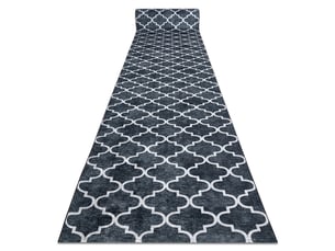 Tapis de couloir antidérapant lotus clover 60924 trèfle, mélange noir lavable 120 cm  120x1250 cm