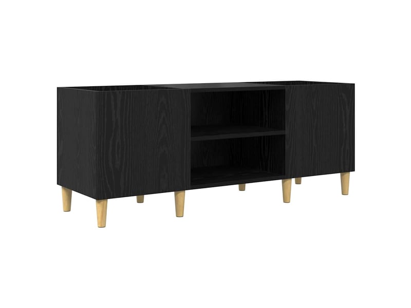 Meuble à vinyles, meuble de rangement salon 121 x 38 x 48 cm bois d'ingénierie chêne noir - Conforama A